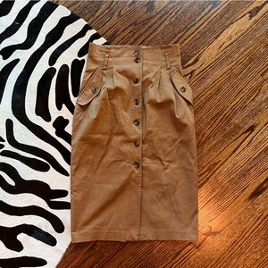 H&M Khaki Adventure Pencil Skirt with Button Closure